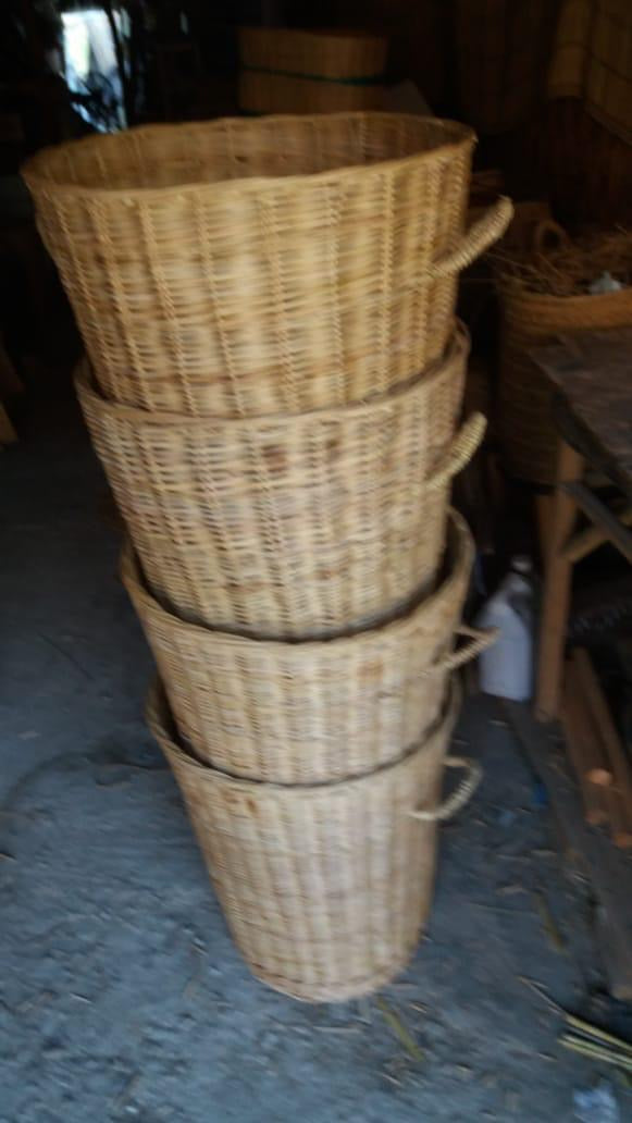 Cesta de mimbre Blanca (con tapa)