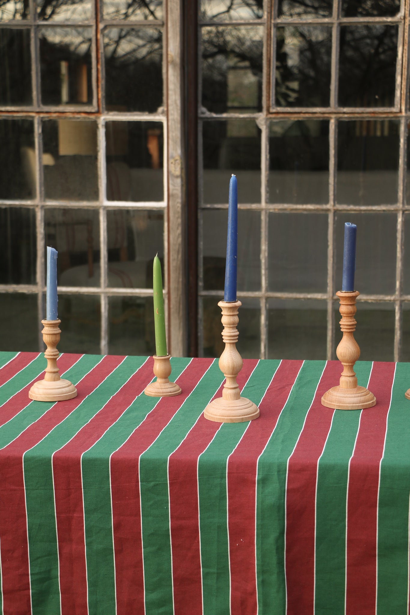 Pair of large oak candle holders