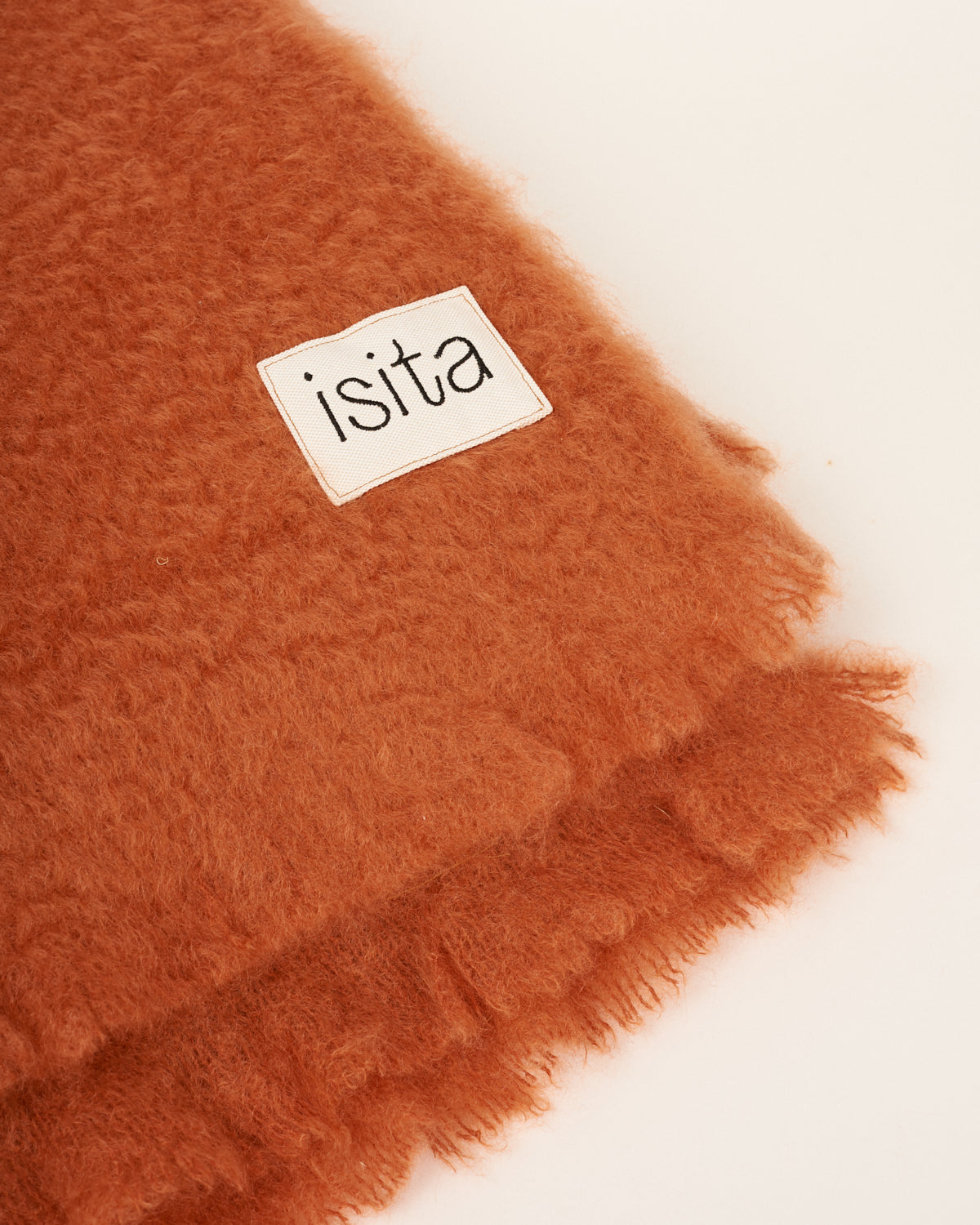 Terracotta mohair blanket with lilium embroidery