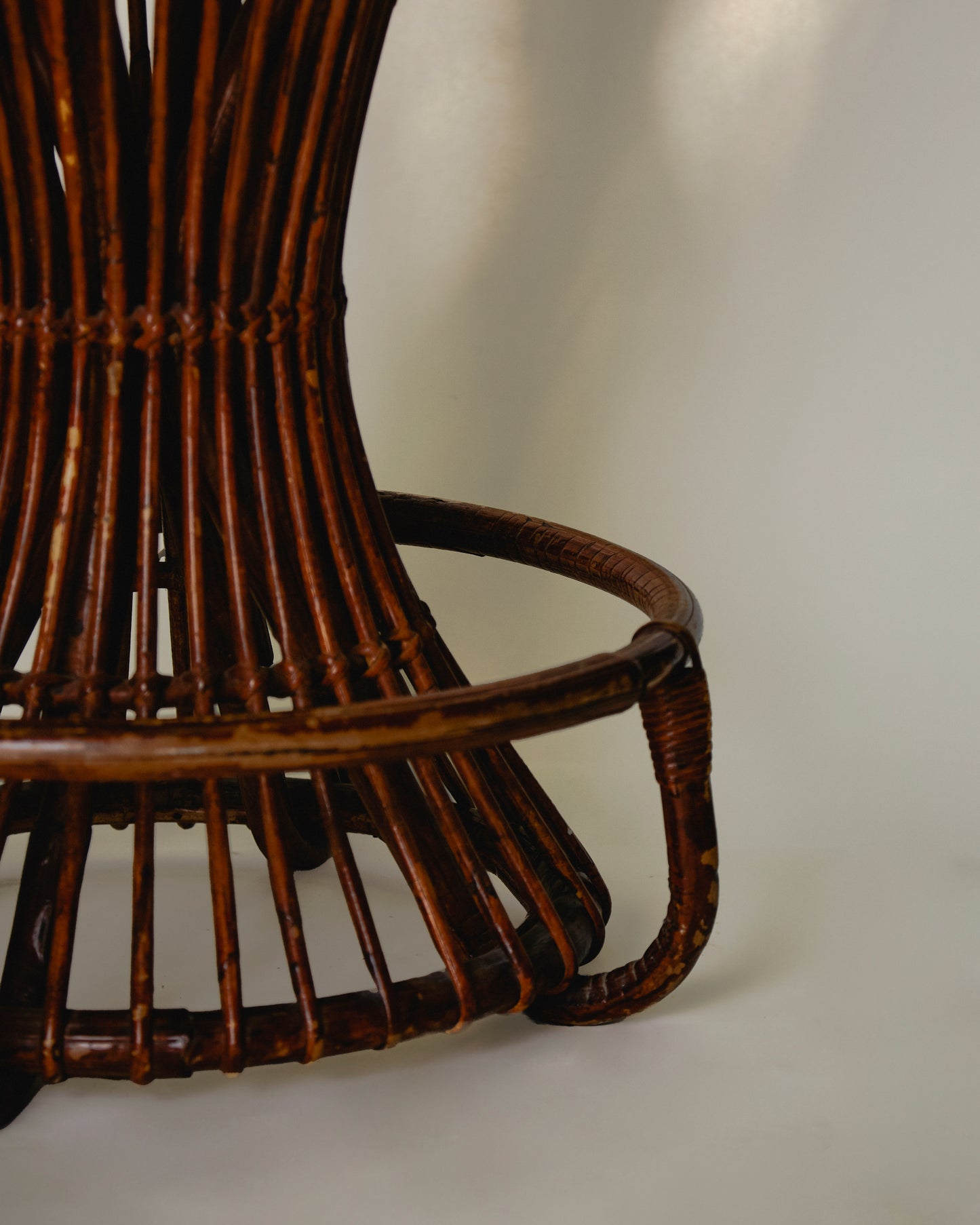 Pair of rattan stools by Tito Agnoli for Bonacina