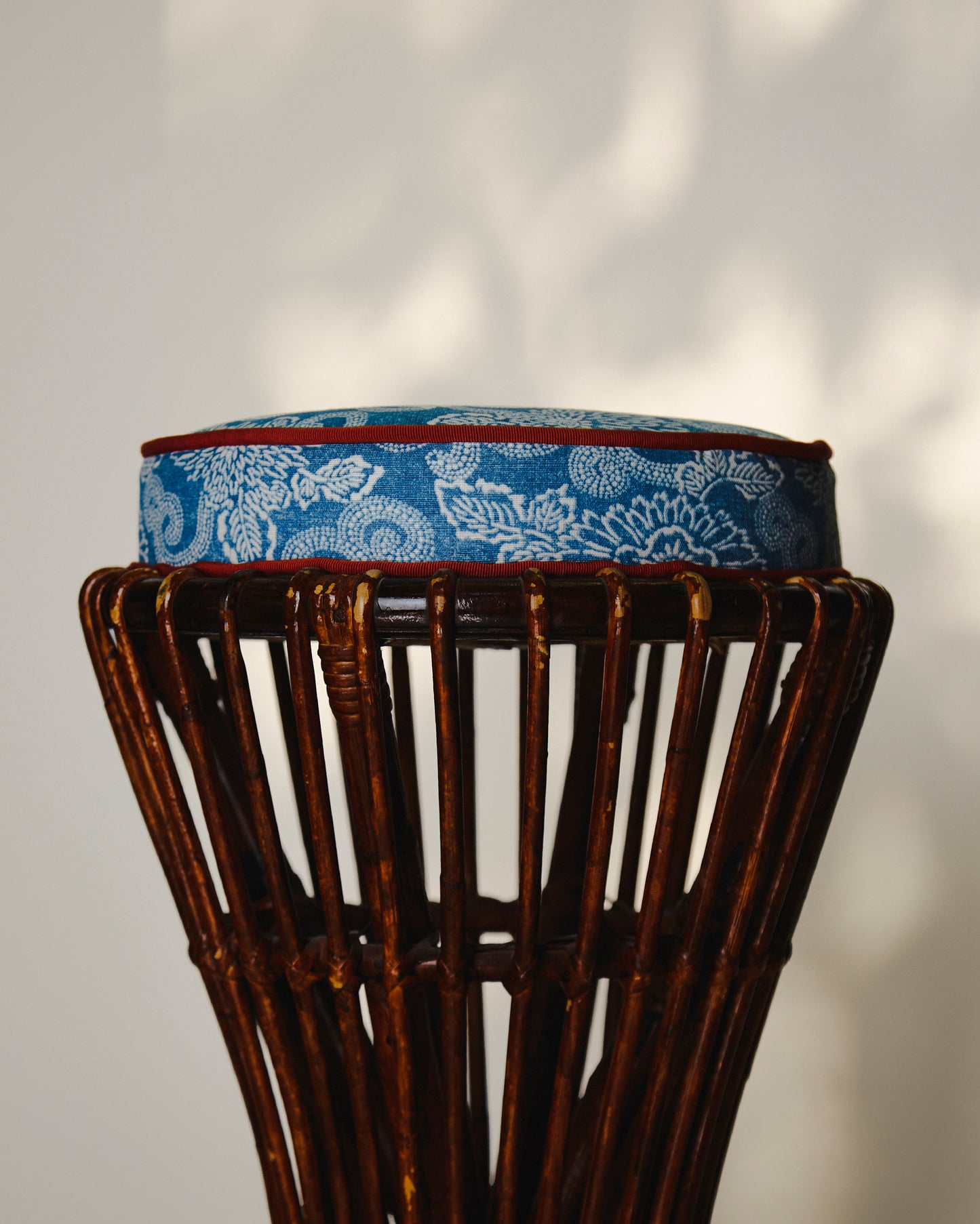 Pair of rattan stools by Tito Agnoli for Bonacina