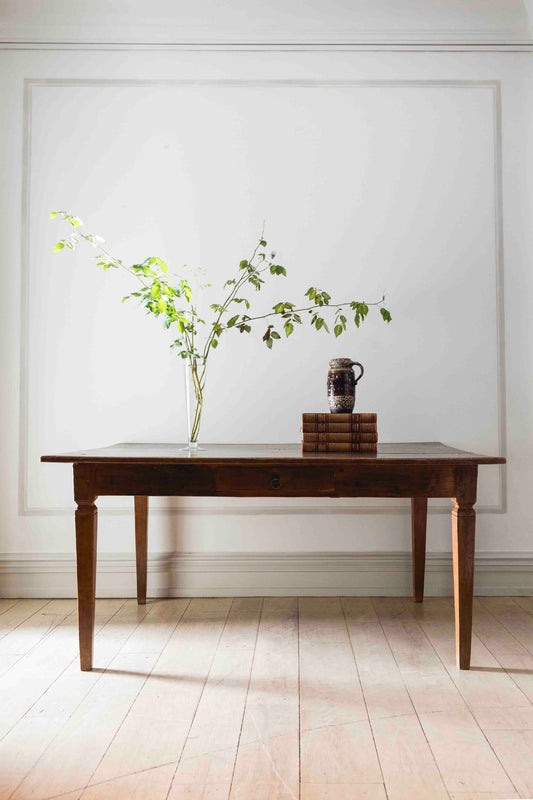 18th-century French walnut writing table with one drawer