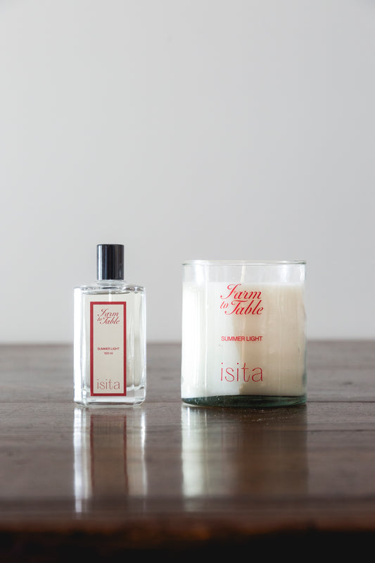 Pack de vela y home spray de Summer Light (tomate)