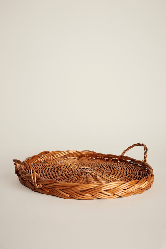 Braided wicker tray