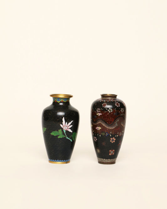 Pair of cloisonne tibors