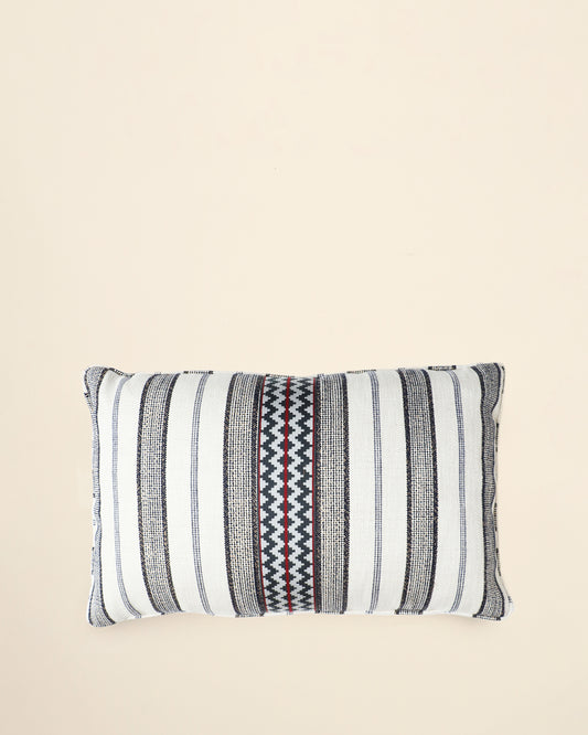 Black and white striped cushion