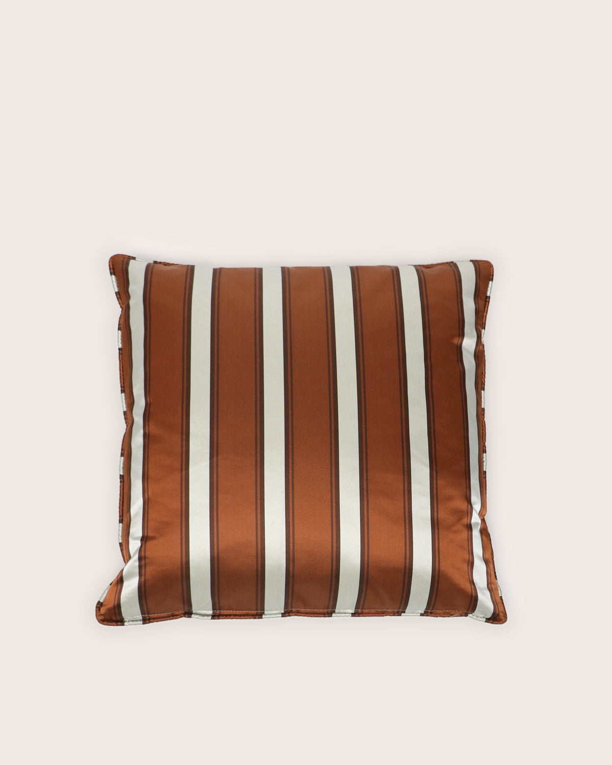 Caramel striped silk cushion