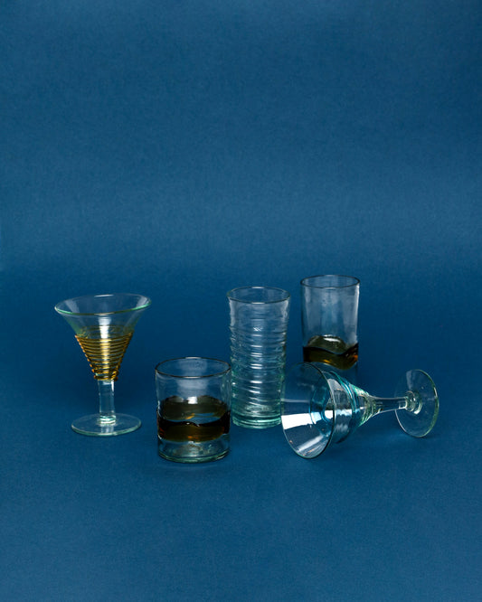 Pair of turquoise spatter glasses