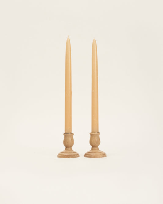 Pair of Small Oak Candle Holders