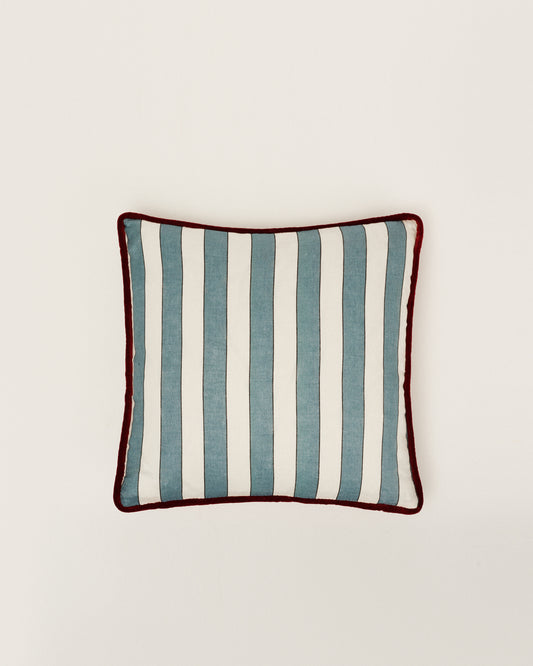 Square blue striped cushion