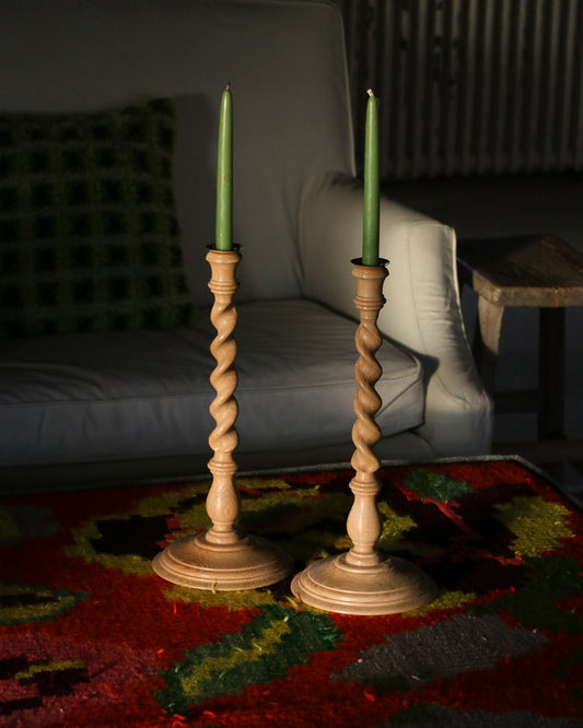 Pair of solomonic candle holders