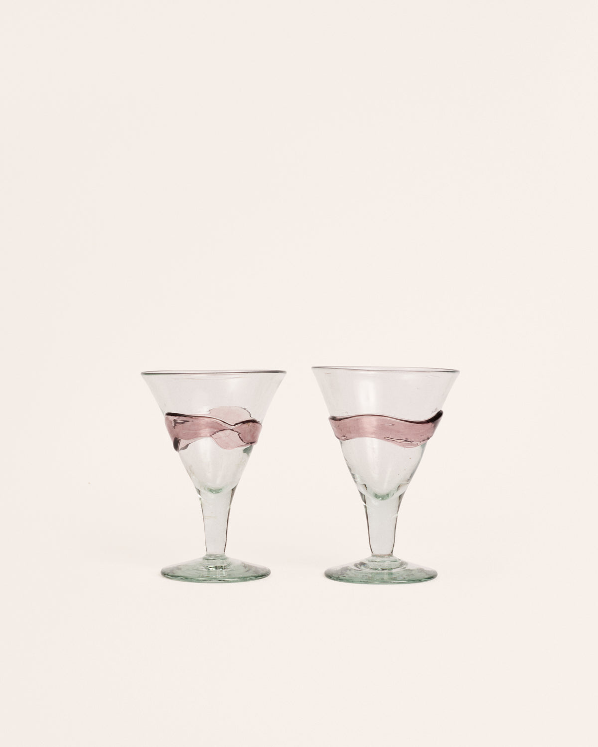 Pair of spatter glass goblets