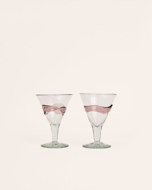 Pair of spatter glass goblets