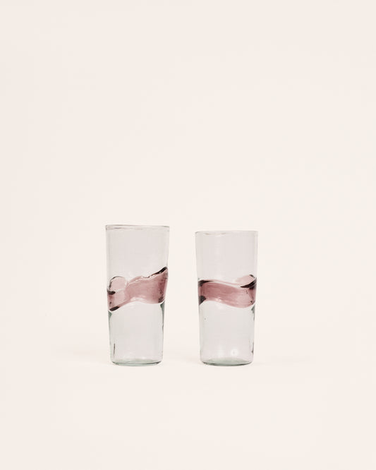 Pair of tall amethyst spatter tumblers