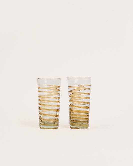 Pair of tall topaz circle glasses