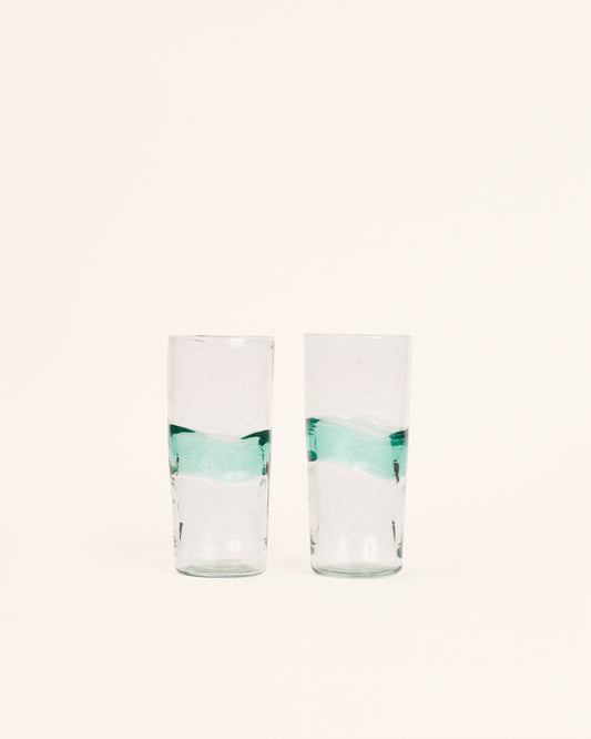 Pareja vasos altos spatter verde