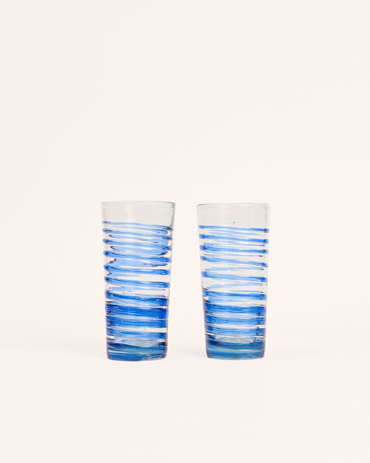<transcy>Pair of tall blue circle glasses</transcy>