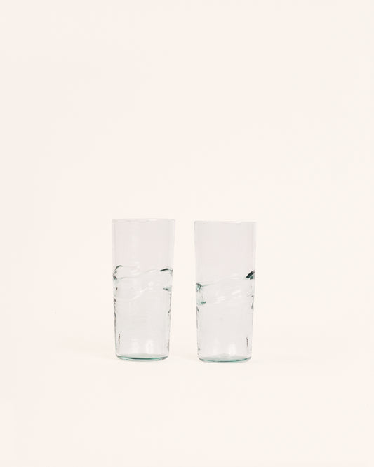 <transcy>Pair of tall transparent spatter glasses</transcy>