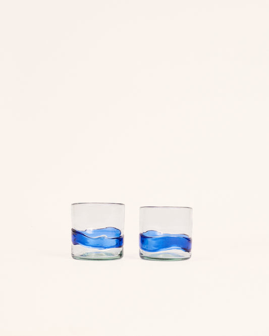 Pareja vasos spatter pequeños azul