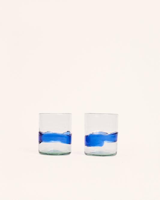 <transcy>Pair of medium blue spatter glasses</transcy>