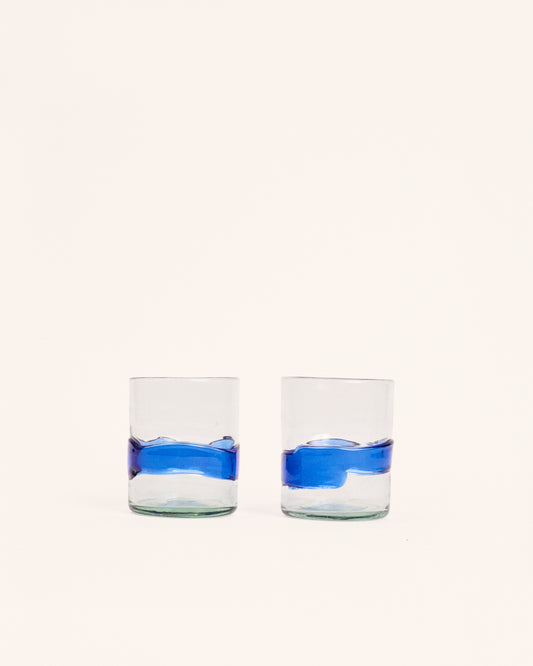 Pareja vasos spatter medianos azul