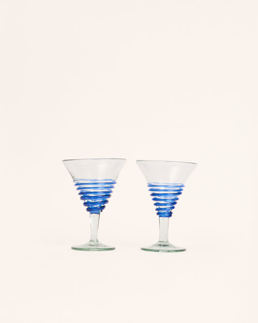 <transcy>Pair of blue circle glasses</transcy>