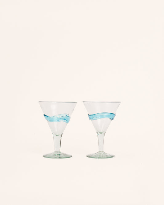 Pair of turquoise spatter glasses
