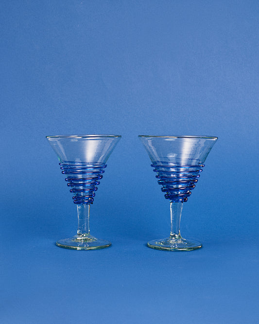 <transcy>Pair of blue circle glasses</transcy>