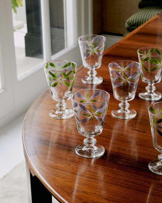 Green hand painted cups (set of 6)